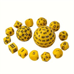 15 Pieces Complete Polyhedral D3-D100 (Yellow & Black)